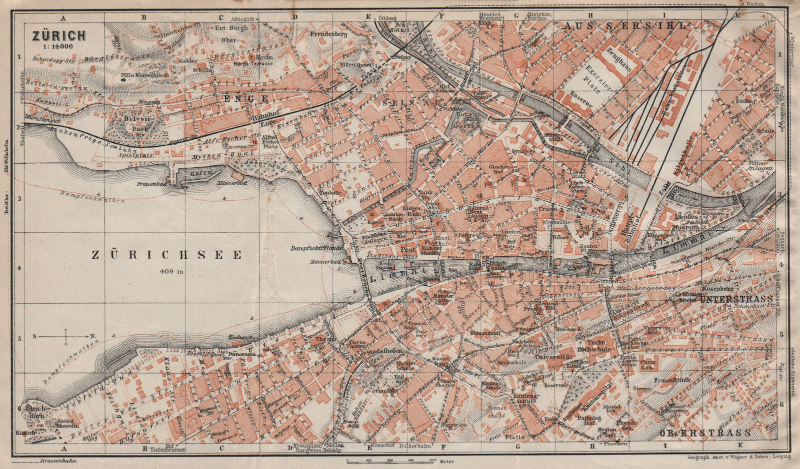 ZÜRICH. Zurich. town city stadtplan. Switzerland Suisse Schweiz 1922 old map